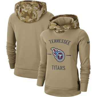Women's Tennessee Titans Khaki 2019 Salute to Service Therma Pullover Hoodie(Run Small)